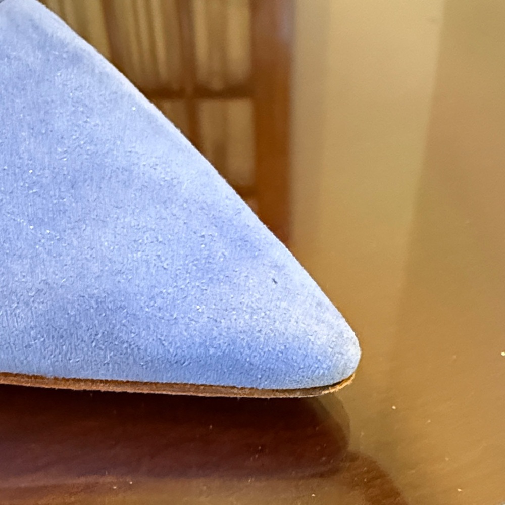 Christian Louboutin Cornflower Blue Suede Pointed-Toe Pumps - Picture 4 of 4